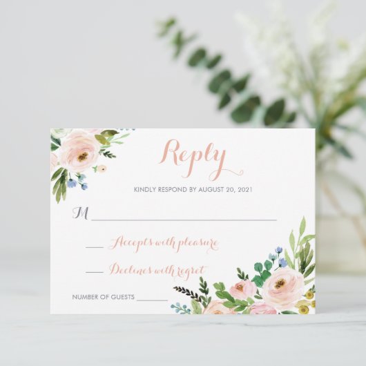 Floral Boho Modern Respond Card RSVP (Staand voorkant)