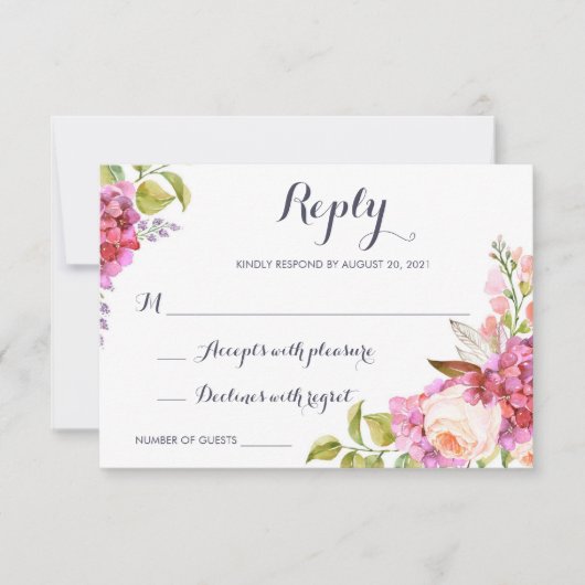 Floral Boho Modern Respond Card RSVP Kaartje (Voorkant)