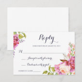 Floral Boho Modern Respond Card RSVP Kaartje (Voorkant / Achterkant)