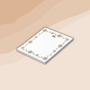 Floral Boho Monogram Bruin   Notitieblok