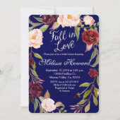 Floral Boho Navy Blue Bridal - douche Kaart (Voorkant)
