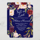 Floral Boho Navy Blue Bridal - douche Kaart (Voorkant / Achterkant)