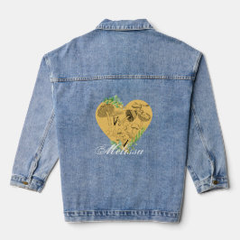 Floral Boho paddenstoelen en kikkers Monogram Denim Jacket