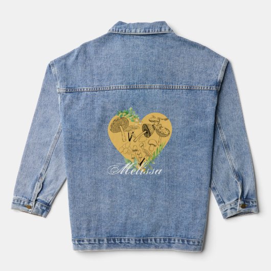 Floral Boho paddenstoelen en kikkers Monogram Denim Jacket (Achterkant)