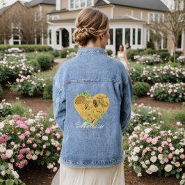 Floral Boho paddenstoelen en kikkers Monogram Denim Jacket
