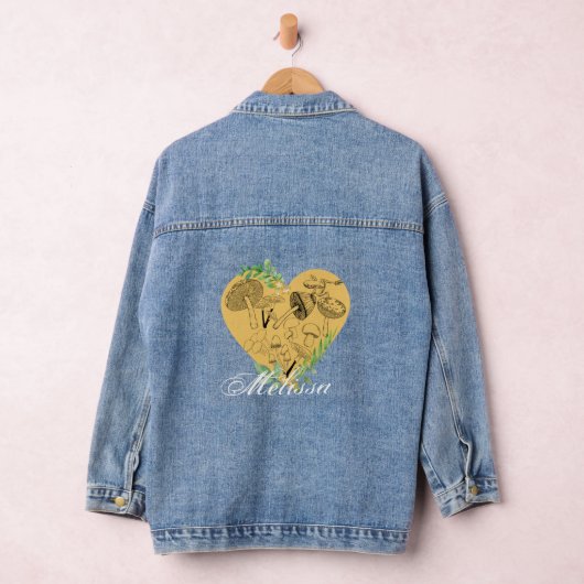 Floral Boho paddenstoelen en kikkers Monogram Denim Jacket (Hangar)