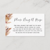 Floral Boho Pampas brengt een recept-Vrijgezellenf Visitekaartje (Voorkant)