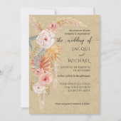 Floral BOHO Pampas Grass Foliage Kraft Waterverf Kaart (Voorkant)