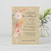 Floral BOHO Pampas Grass Foliage Kraft Waterverf Kaart (Staand voorkant)