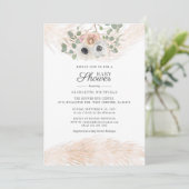 Floral Boho Pampas Grass Modern Girl Baby shower Kaart (Staand voorkant)