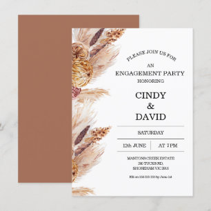 Floral Boho Pampas Grass Verloving Kaart