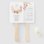 Floral Boho Pampas Grass Waterverf Trouwfan Handwaaier (Voorkant en achterkant)