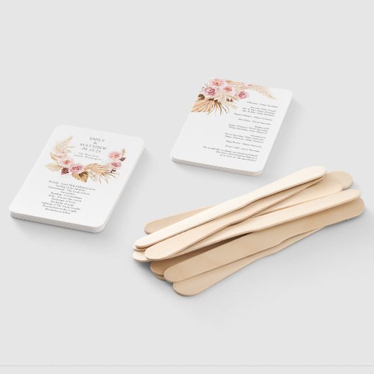 Floral Boho Pampas Grass Waterverf Trouwfan Handwaaier (Niet-gemonteerd)