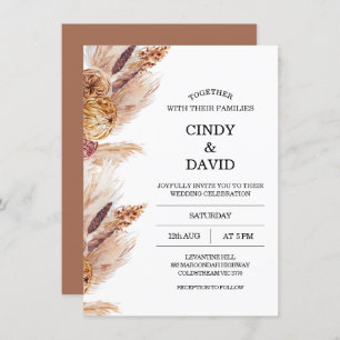 Floral Boho Pampas Grass Wedding Kaart