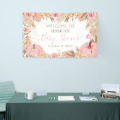 Floral Boho Pampas Pink Pumpkin baby shower  Spandoek (Beurs)