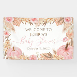 Floral Boho Pampas Pink Pumpkin baby shower  Spandoek