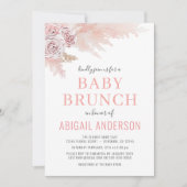 Floral Boho Pampas Waterverf Baby Brunch Invitat Kaart (Voorkant)