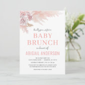 Floral Boho Pampas Waterverf Baby Brunch Invitat Kaart (Staand voorkant)