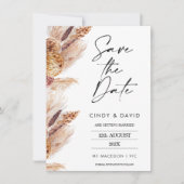 Floral Boho Pampas Wedding Save the Date Kaart (Voorkant)