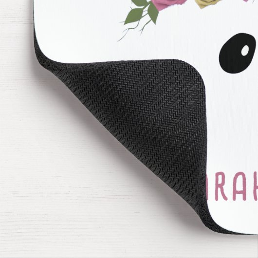 Floral Boho Panda Beer Meisje Naam Muismat (Hoek)