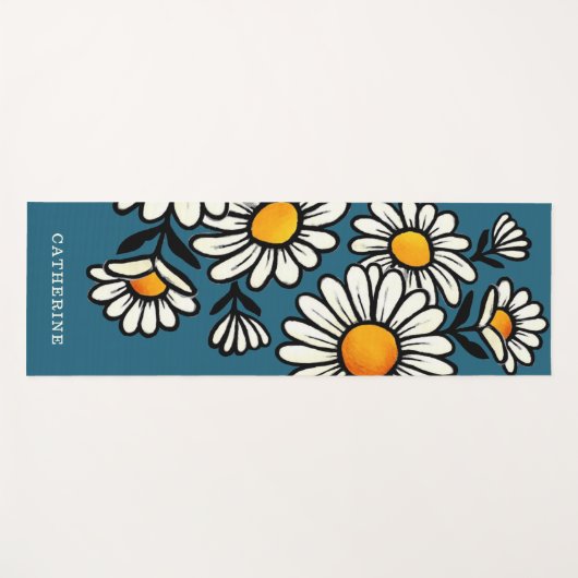 Floral Boho Pattern Custom Name Yoga Mat (Voorkant (horizontaal))