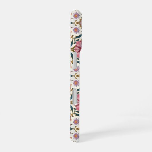 Floral Boho Pattern in Red, Pink & Teal iPhone 16 Hoesje (Rechterkant)