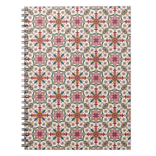 Floral Boho Pattern in Red, Pink & Teal Notitieboek (Voorkant)