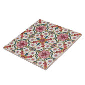Floral Boho Pattern in Red, Pink & Teal Tegeltje (Zijkant)