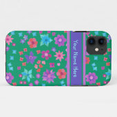  Floral Boho Pattern op Donkergroen Case-Mate iPhone Case (Achterkant (horizontaal))