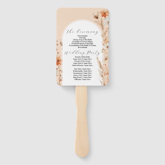 Floral Boho Peach Bohemian Programma Handwaaier (Achterkant)
