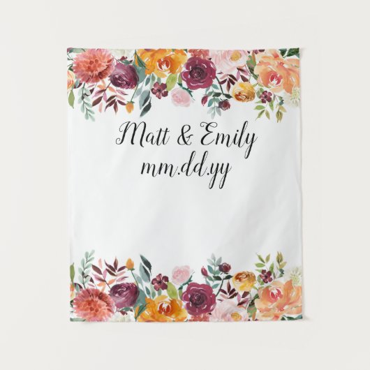 Floral Boho Photo Booth Prop Fall Bruiloft Achterg Wandkleed (Voorkant)