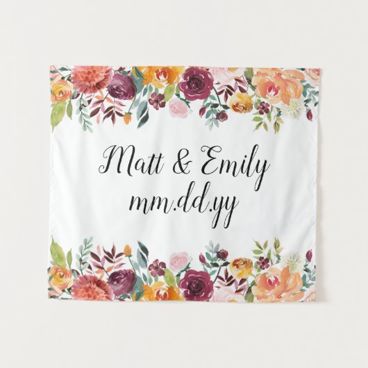 Floral Boho Photo Booth Prop Fall Bruiloft Achterg Wandkleed (Voorkant (horizontaal))