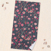 Floral Boho Pink Black Strandlaken