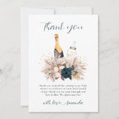 Floral Boho Poppin Champagne Bottles Baby shower Bedankkaart (Voorkant)