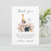 Floral Boho Poppin Champagne Bottles Baby shower Bedankkaart (Staand voorkant)