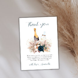 Floral Boho Poppin Champagne Bottles Baby shower Bedankkaart