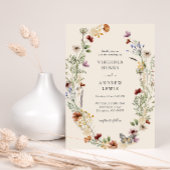 Floral Boho QR Code Bruiloft Kaart