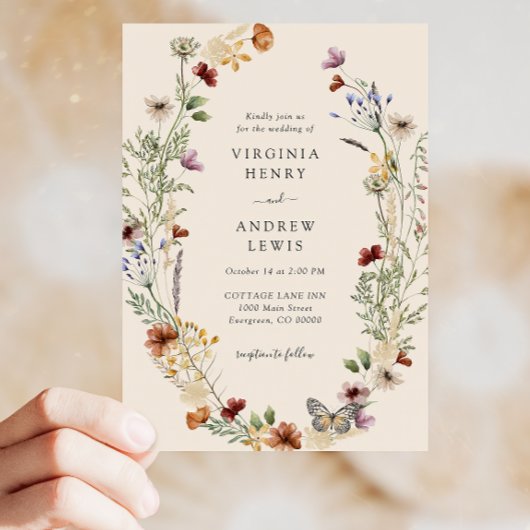 Floral Boho QR Code Bruiloft Kaart