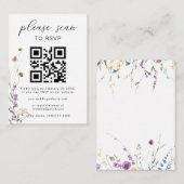 Floral Boho QR Code Floral Wedding RSVP Informatiekaartje (Voorkant / Achterkant)