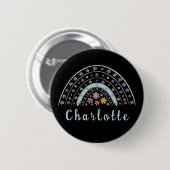 Floral Boho Rainbow met persoonlijke naam Ronde Button 5,7 Cm (Voorkant /achterkant)