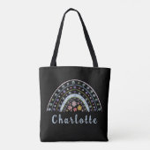 Floral Boho Rainbow met persoonlijke naam Tote Bag (Achterkant)
