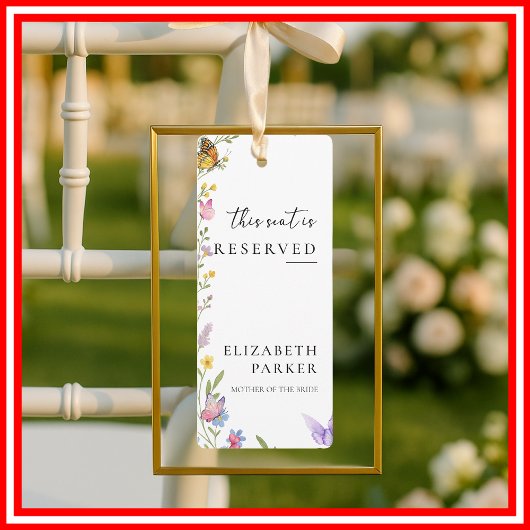Floral Boho Reserved Seating Trouwstoel Label Kaart