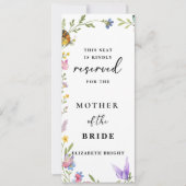 Floral Boho Reserved Seating Trouwstoel Label Kaart (Voorkant)