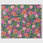 floral boho roos elegant chic botanica bloemen cadeaupapier (Vlak)