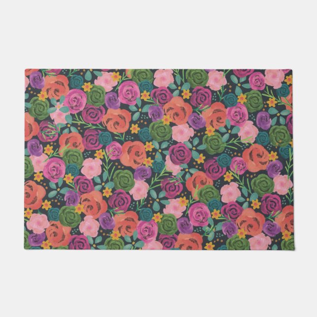 floral boho roos elegant chic botanica bloemen deurmat (Voorkant)