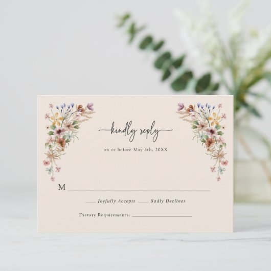  Floral Boho RSVP-kaarten RSVP Kaartje (Staand voorkant)