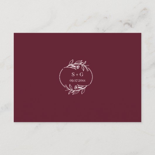 Floral Boho Ruby Wine "In plaats van geschenken" K Informatiekaartje (Achterkant)