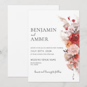 Floral Boho Rust Burnt Oranje Burgundy Wedding Kaart (Voorkant / Achterkant)