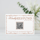 Floral Boho Rust Terracotta Earthy QR Code Wedding RSVP Kaartje (Staand voorkant)