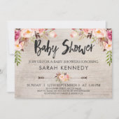 Floral Boho Rustic Baby shower Invitation Kaart (Voorkant)